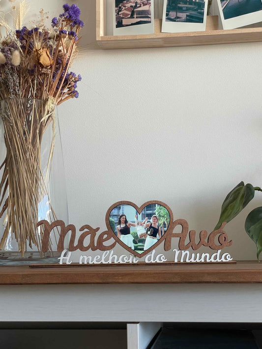 Moldura Mãe e Avó Personalizada com Foto - Coração