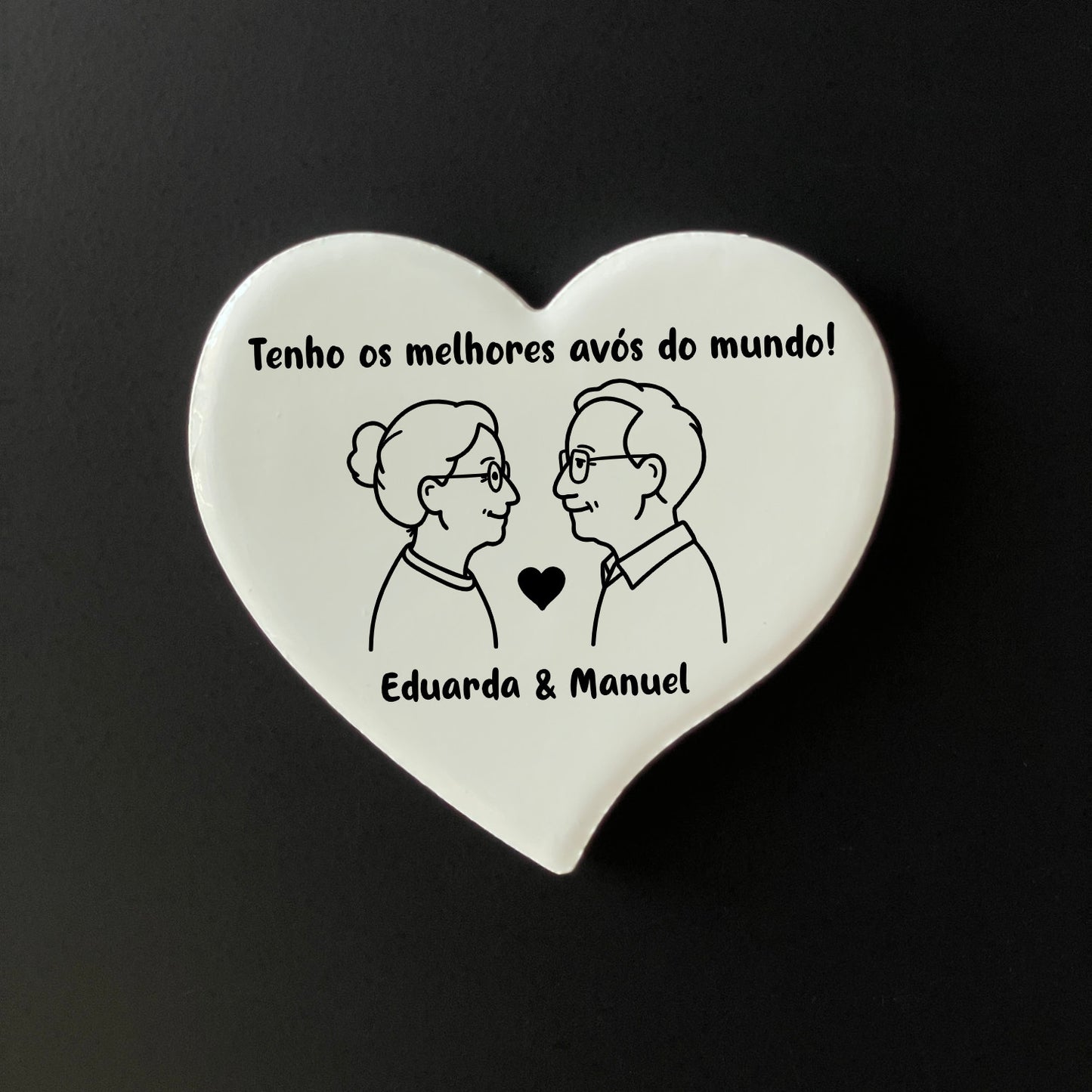 Íman Cerâmico Personalizado para Avós - Coração
