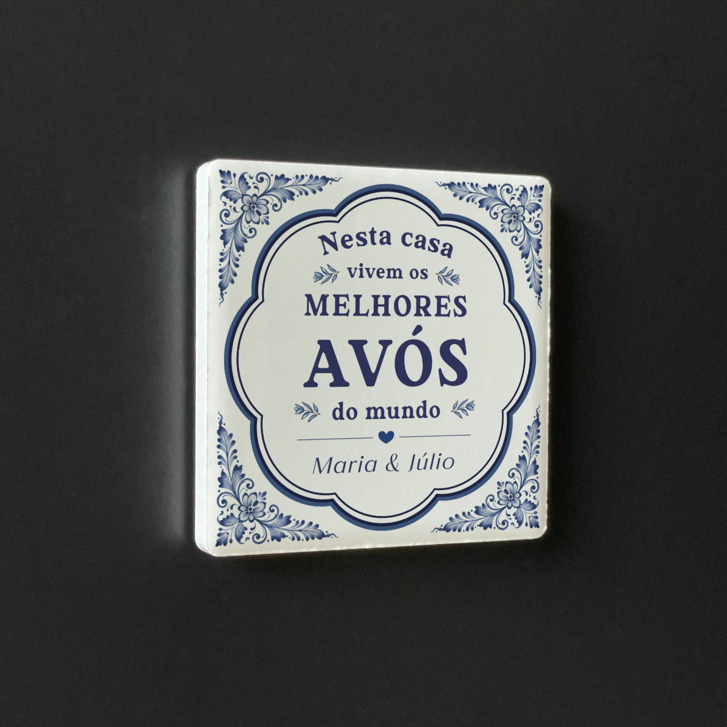 Íman Cerâmico Personalizado para Avós Azulejo Português - Quadrado