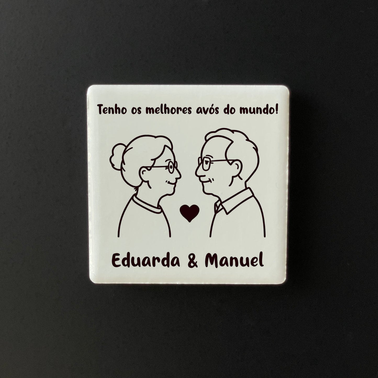 Íman Cerâmico Personalizado para Avós - Quadrado