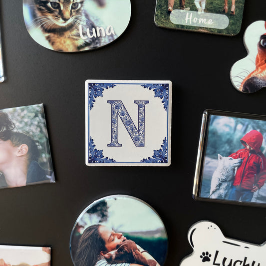 Íman Cerâmico Personalizado Letra Azulejo Português - Quadrado