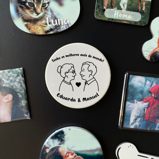 Íman Cerâmico Personalizado para Avós - Redondo