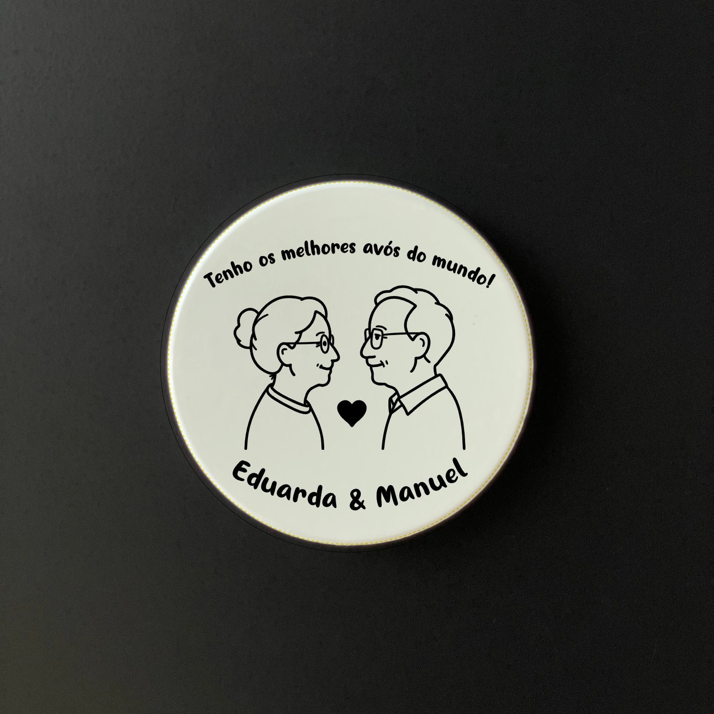 Íman Cerâmico Personalizado para Avós - Redondo