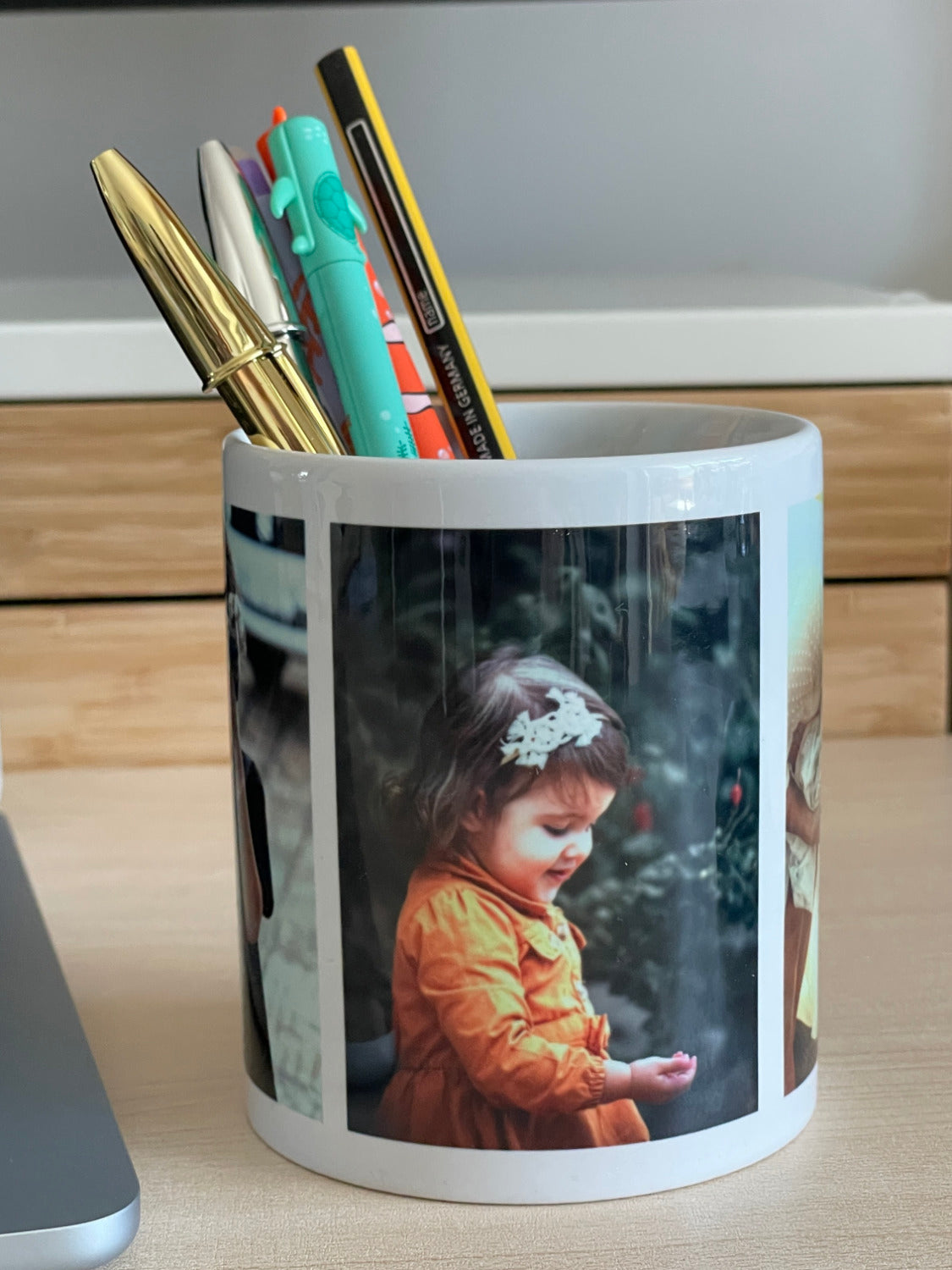 Porta-Lápis em Cerâmica com 4 Fotos Personalizadas