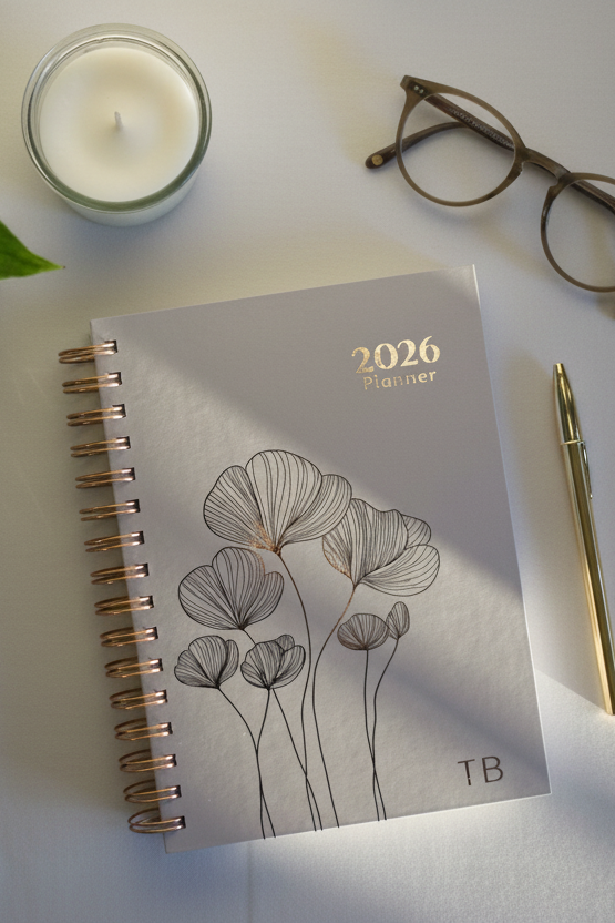 Personalized A5 Hardcover 2026 Planner - Warm Beige