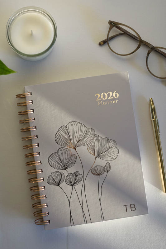 Agenda 2026 A5 Capa Dura Personalizada - Bege Quente