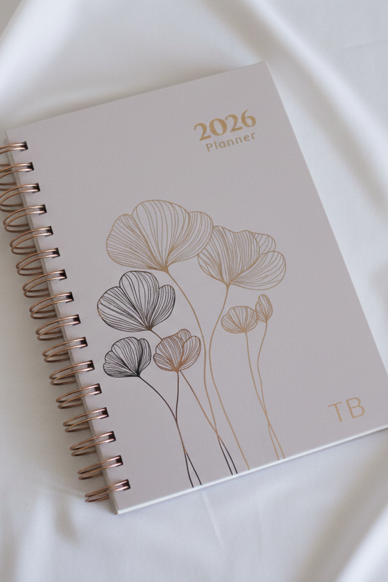 Personalized A5 Hardcover 2026 Planner - Warm Beige