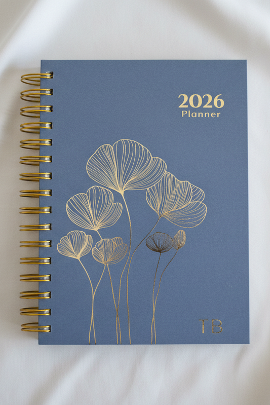 Agenda 2026 A5 Capa Dura Personalizada - Azul Ardósia