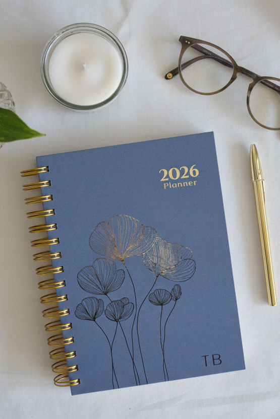 Personalized A5 Hardcover 2026 Planner - Slate Blue