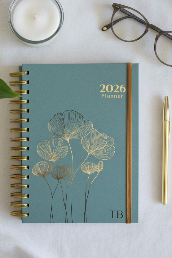 Personalized A5 Hardcover 2026 Planner - Olive Green