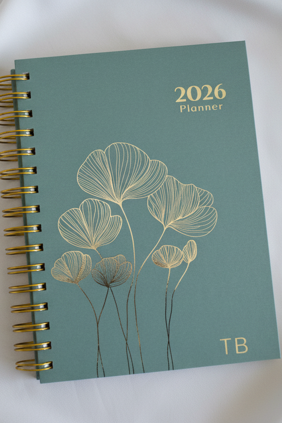 Personalized A5 Hardcover 2026 Planner - Olive Green
