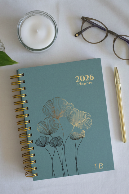 Personalized A5 Hardcover 2026 Planner - Olive Green
