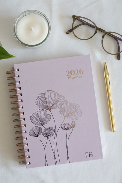 Personalized A5 Hardcover 2026 Planner - Blush Rose
