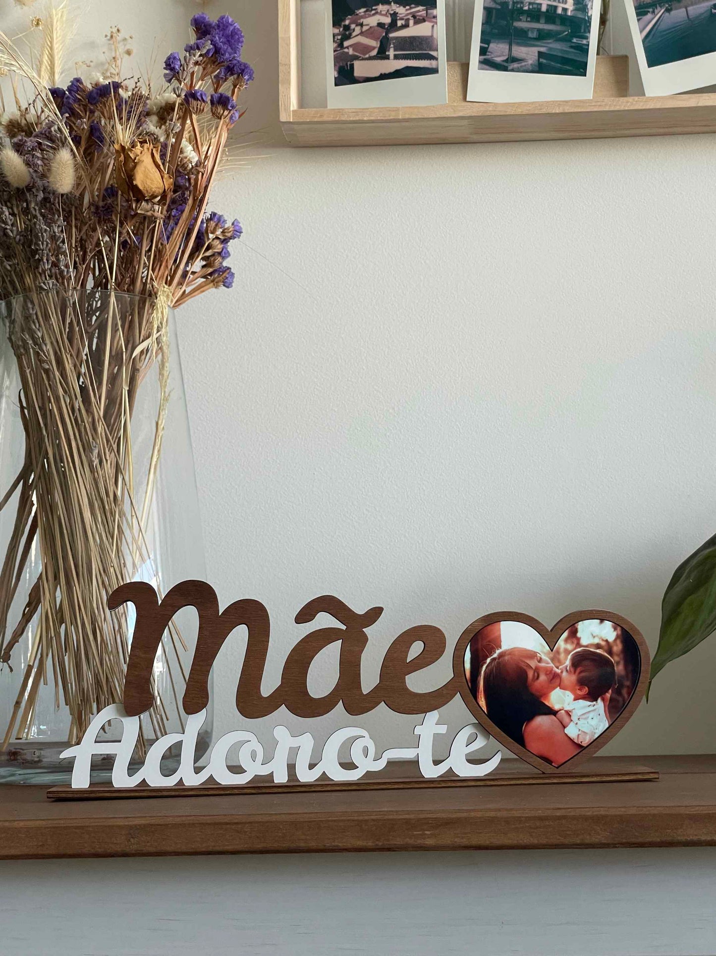 Moldura "Mãe Adoro-te" Personalizada com Foto - Coração