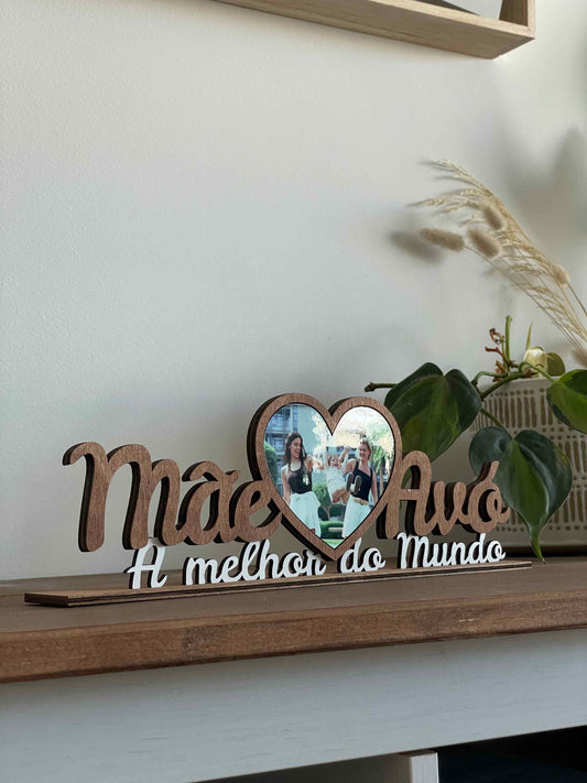 Moldura Mãe e Avó Personalizada com Foto - Coração