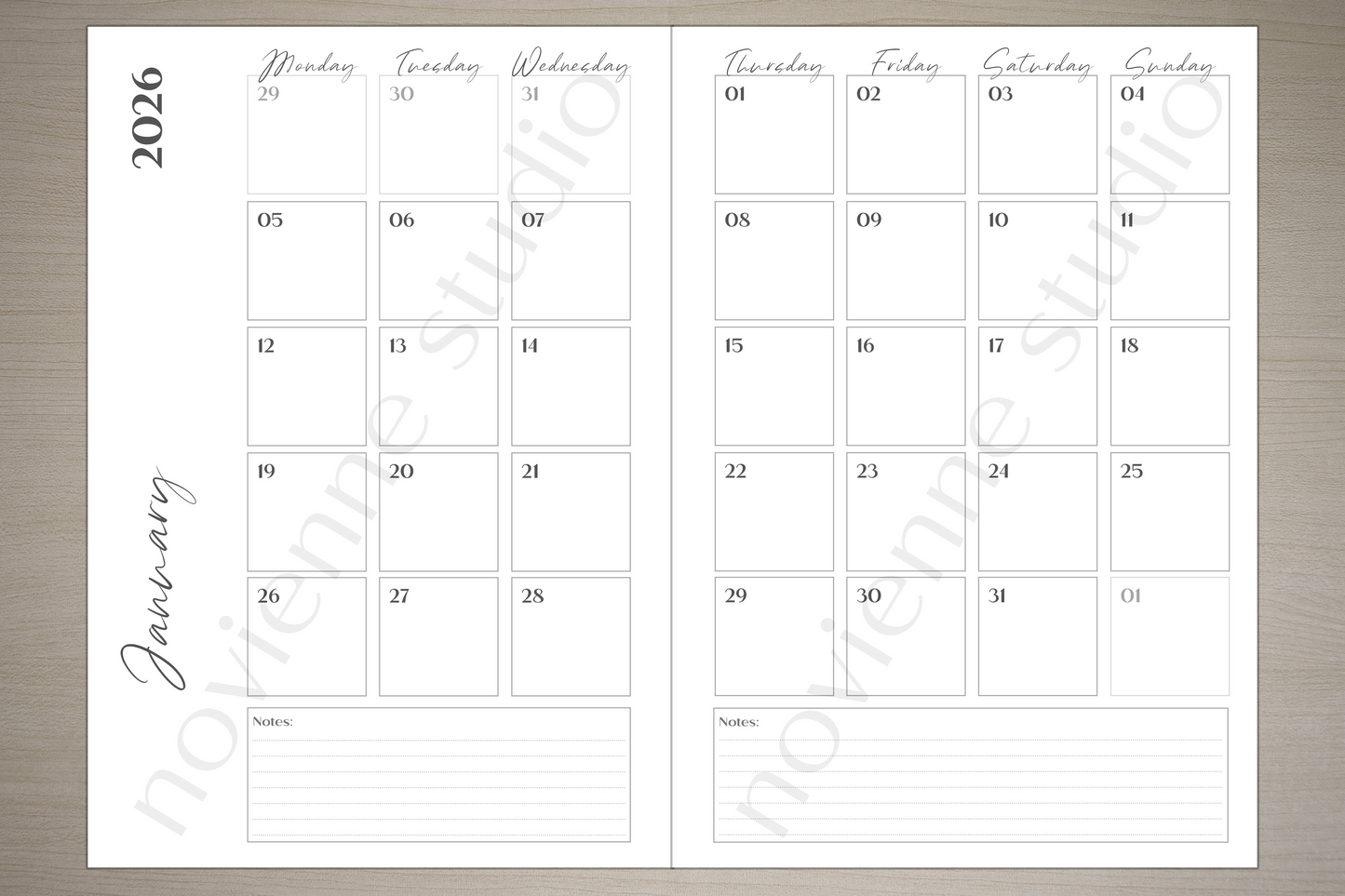Personalized A5 Hardcover 2026 Planner - Warm Beige