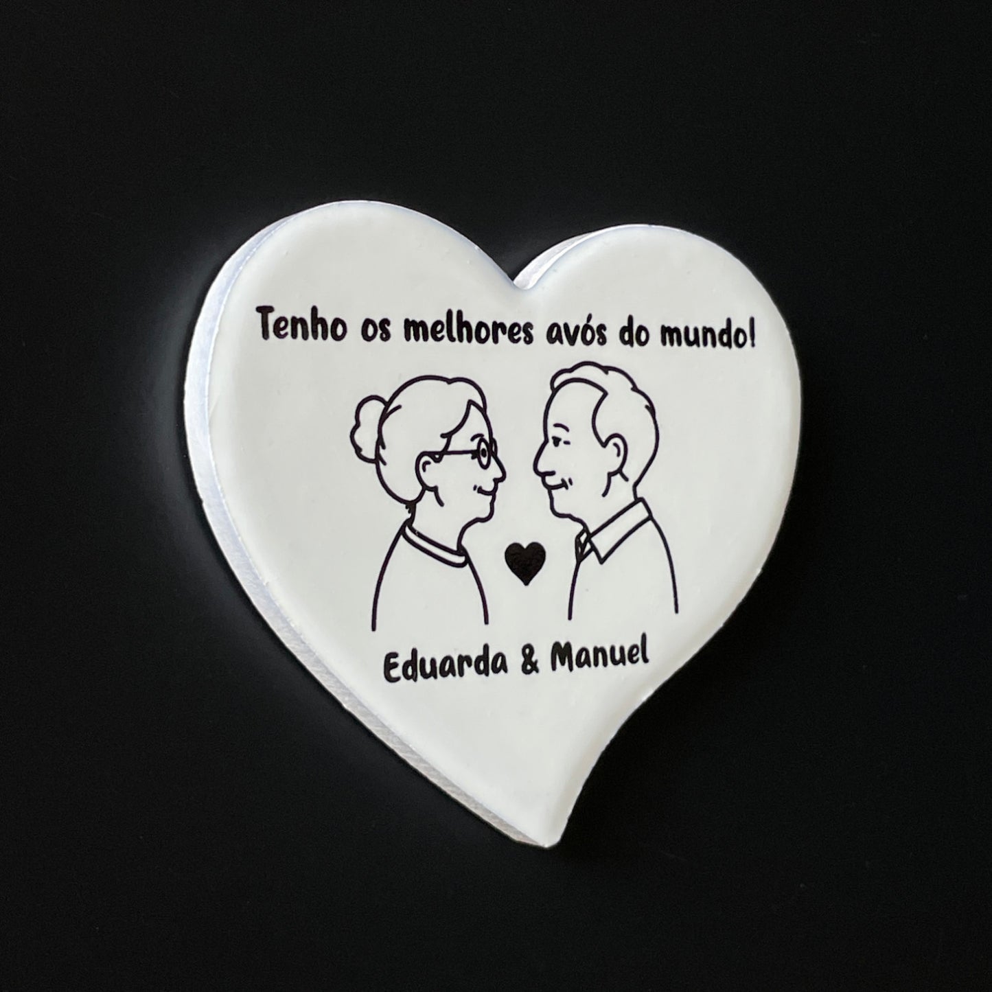 Íman Cerâmico Personalizado para Avós - Coração