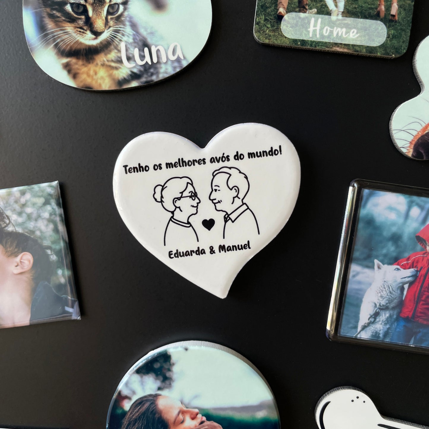 Íman Cerâmico Personalizado para Avós - Coração