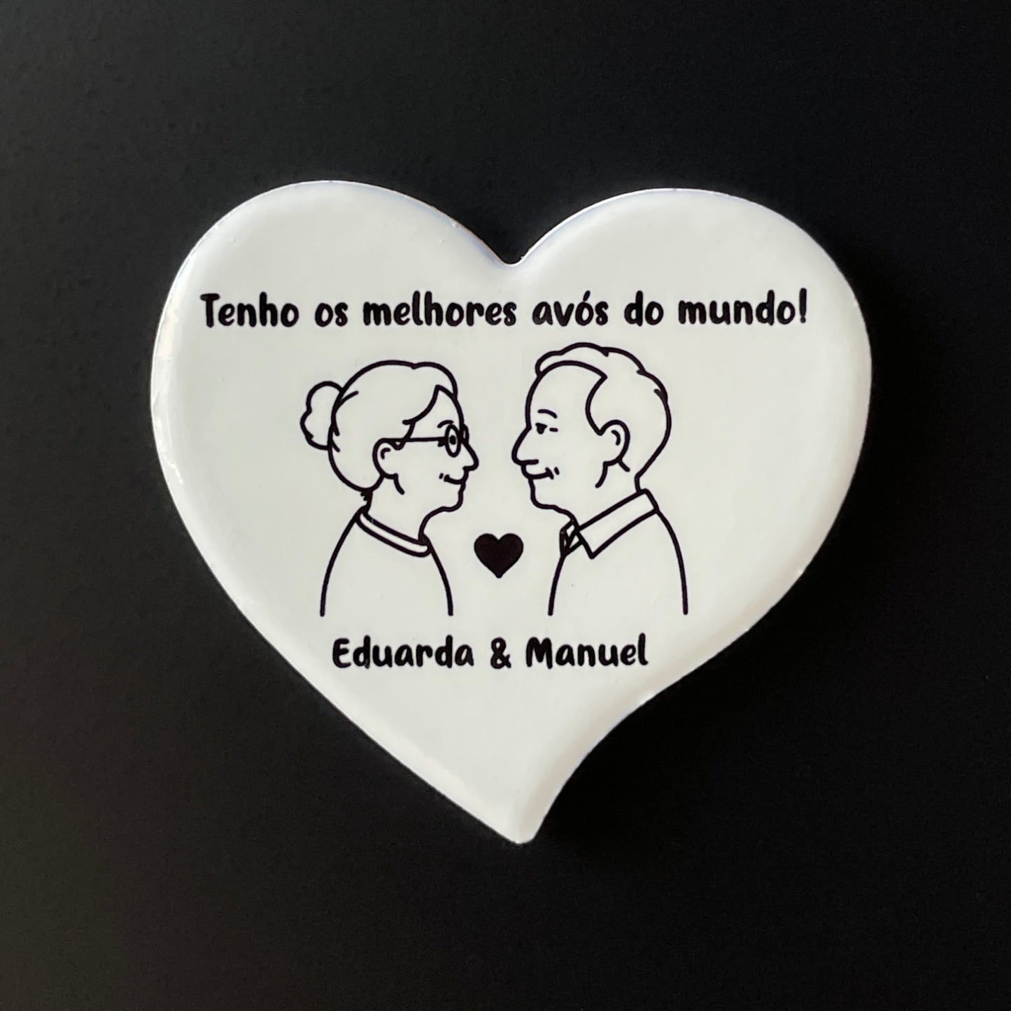 Íman Cerâmico Personalizado para Avós - Coração