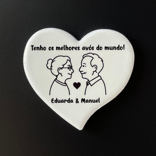 Íman Cerâmico Personalizado para Avós - Coração