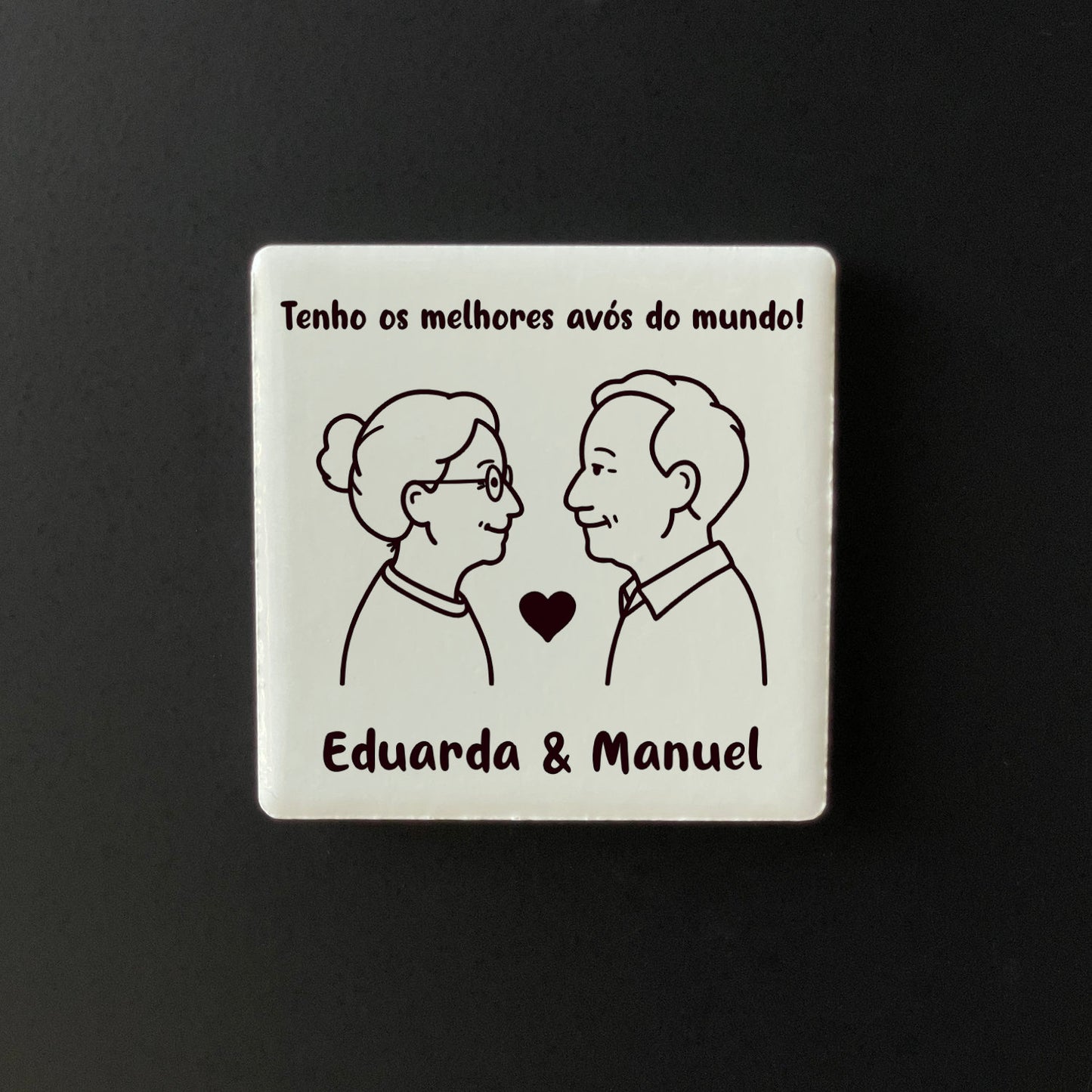 Íman Cerâmico Personalizado para Avós - Quadrado