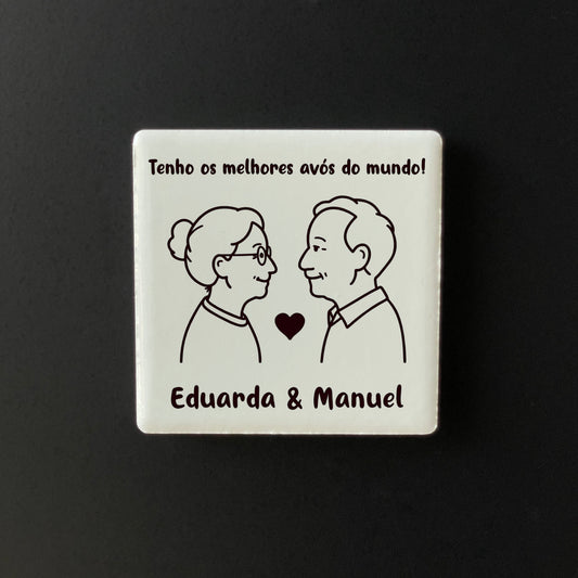 Íman Cerâmico Personalizado para Avós - Quadrado