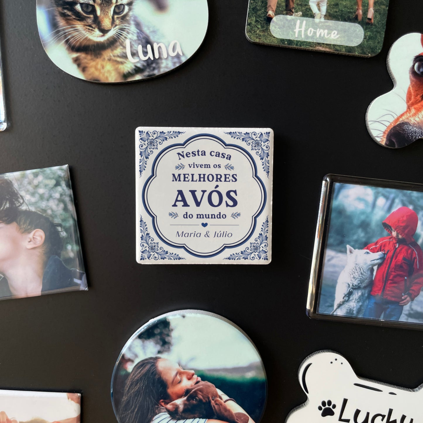 Íman Cerâmico Personalizado para Avós Azulejo Português - Quadrado