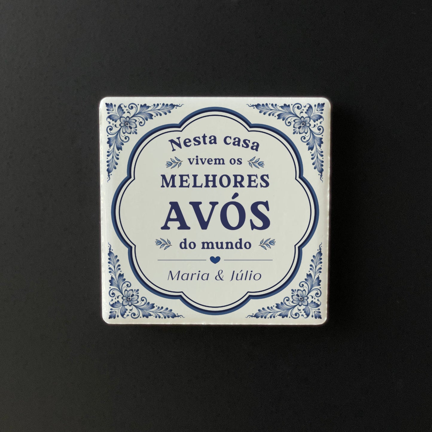 Íman Cerâmico Personalizado para Avós Azulejo Português - Quadrado