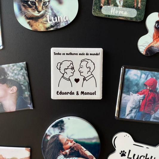 Íman Cerâmico Personalizado para Avós - Quadrado