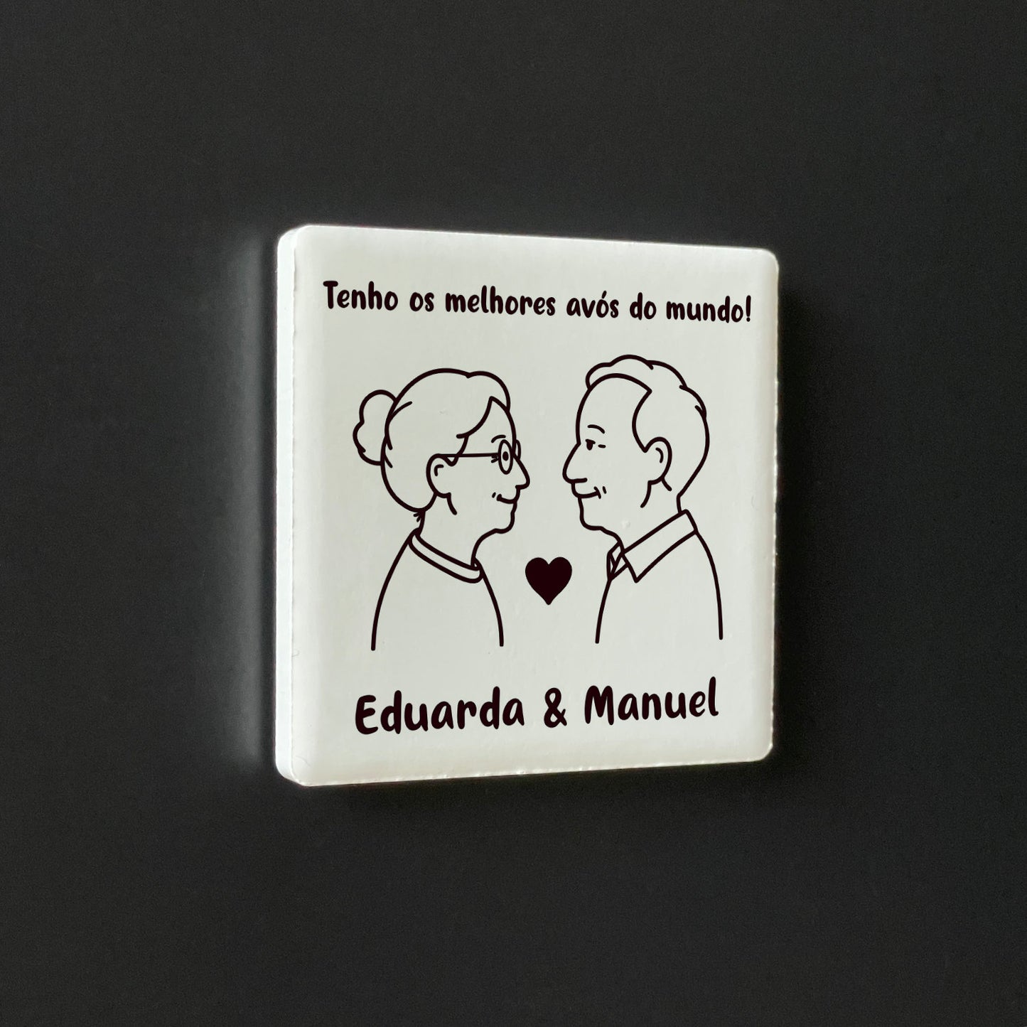 Íman Cerâmico Personalizado para Avós - Quadrado