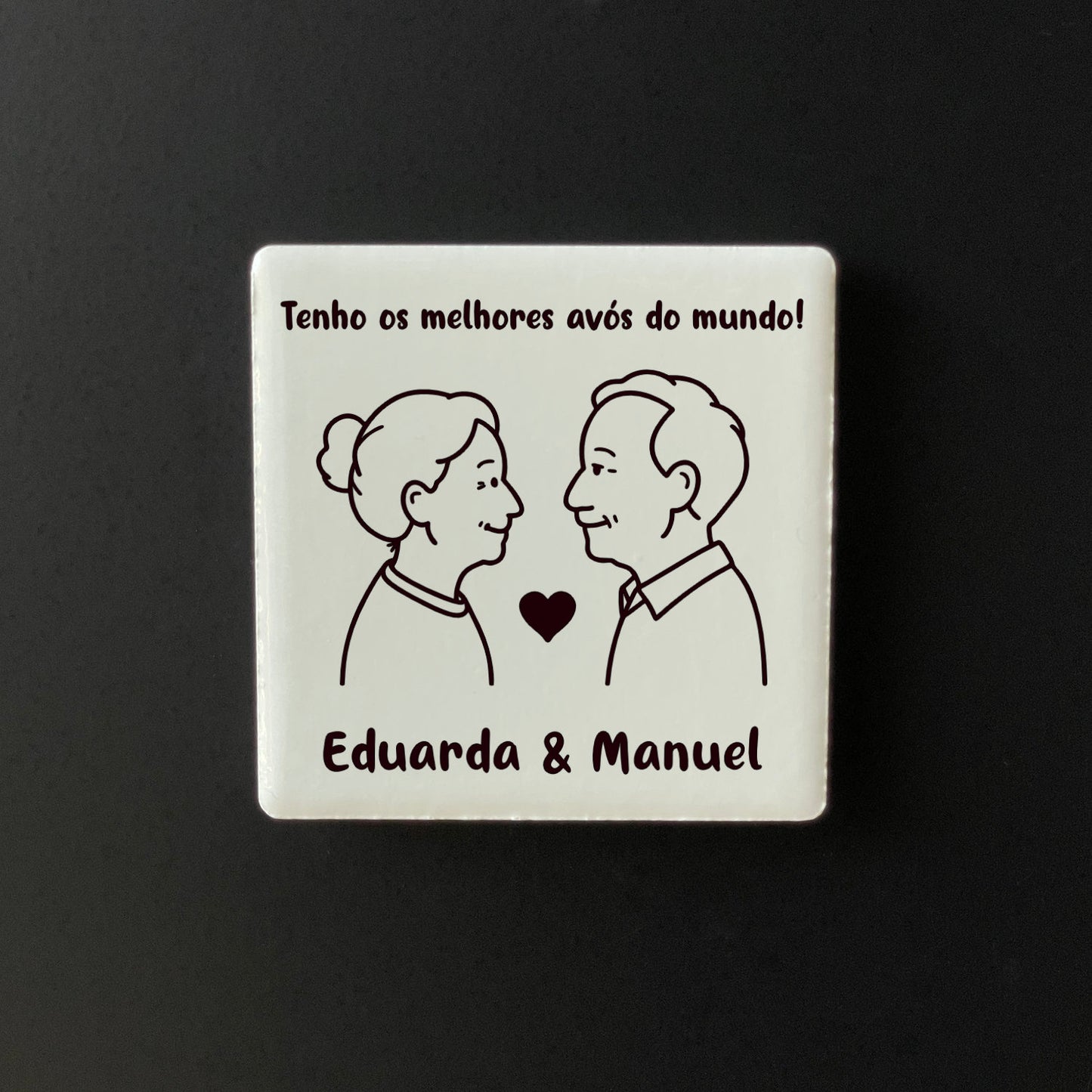Íman Cerâmico Personalizado para Avós - Quadrado