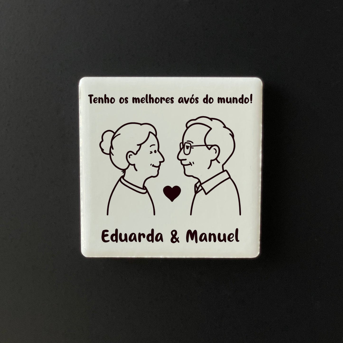Íman Cerâmico Personalizado para Avós - Quadrado