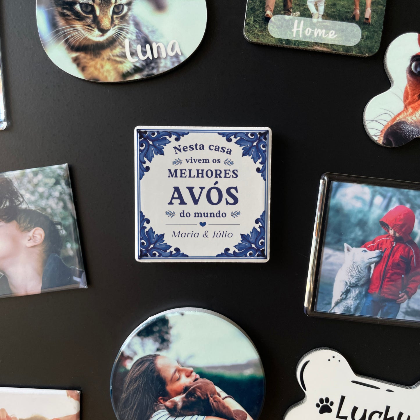 Íman Cerâmico Personalizado para Avós Azulejo Português - Quadrado