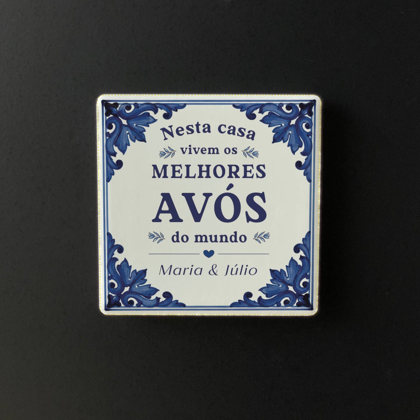 Íman Cerâmico Personalizado para Avós Azulejo Português - Quadrado