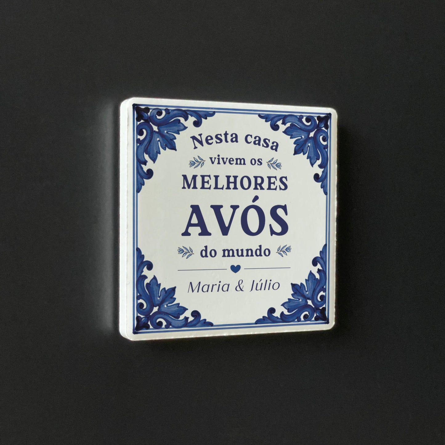 Íman Cerâmico Personalizado para Avós Azulejo Português - Quadrado