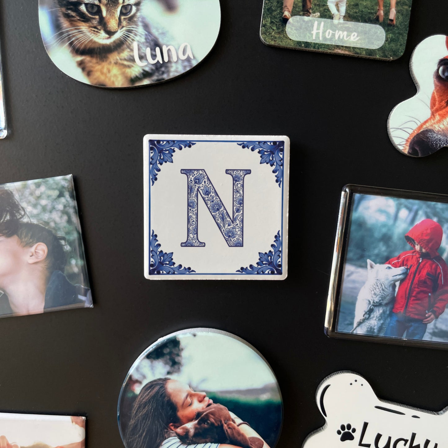 Íman Cerâmico Personalizado Letra Azulejo Português - Quadrado