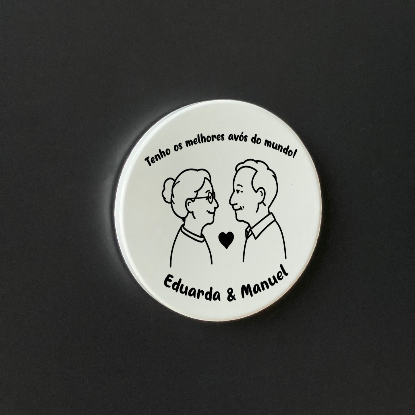 Íman Cerâmico Personalizado para Avós - Redondo