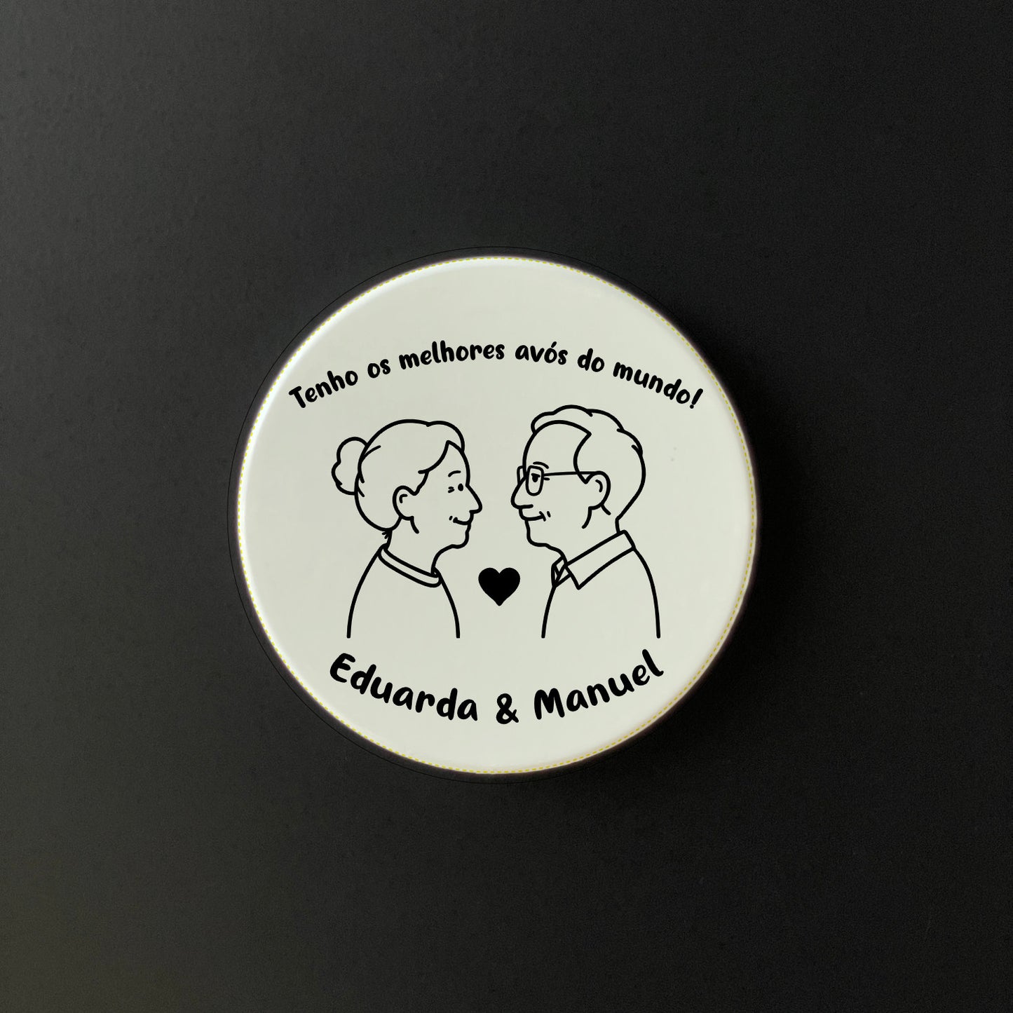 Íman Cerâmico Personalizado para Avós - Redondo