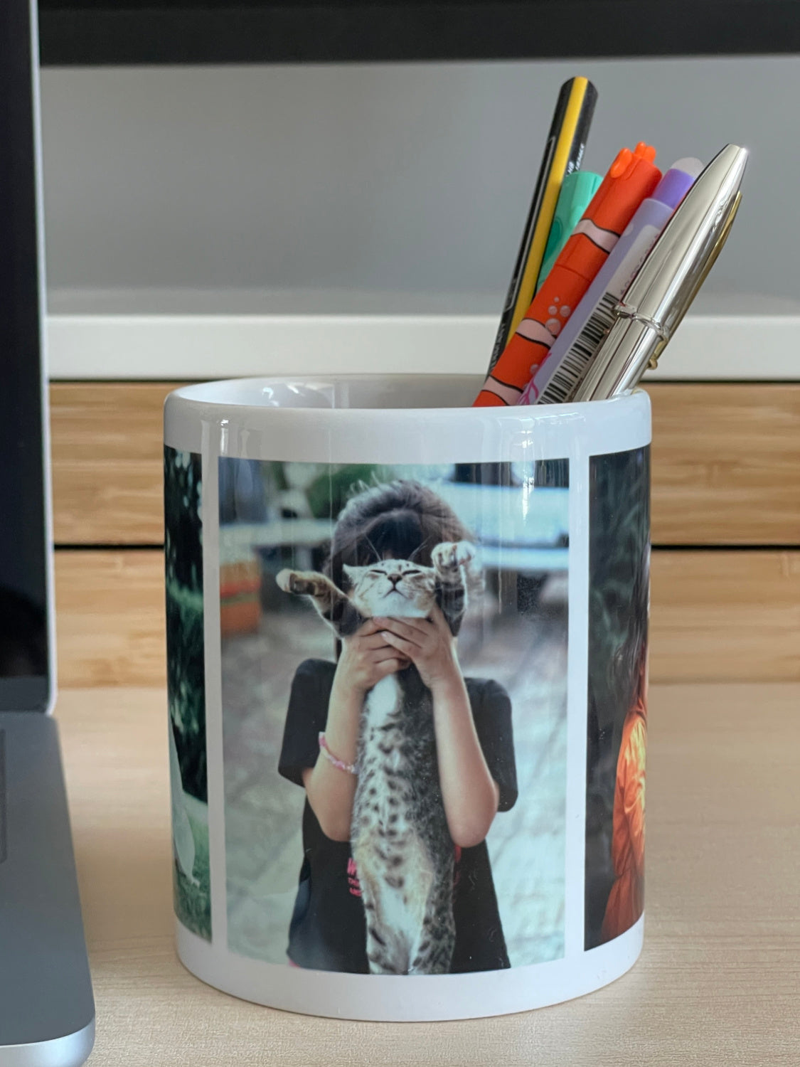 Porta-Lápis em Cerâmica com 4 Fotos Personalizadas