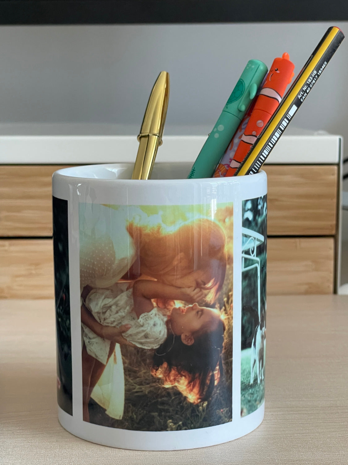 Porta-Lápis em Cerâmica com 4 Fotos Personalizadas