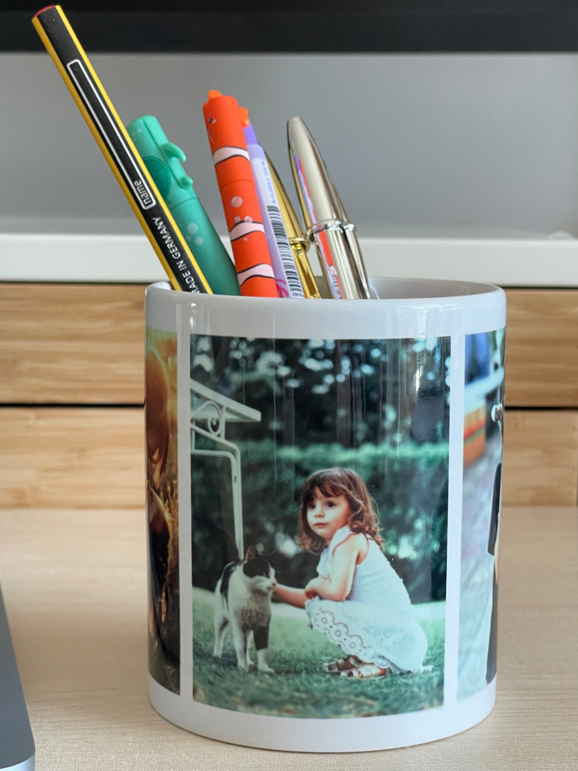 Porta-Lápis em Cerâmica com 4 Fotos Personalizadas