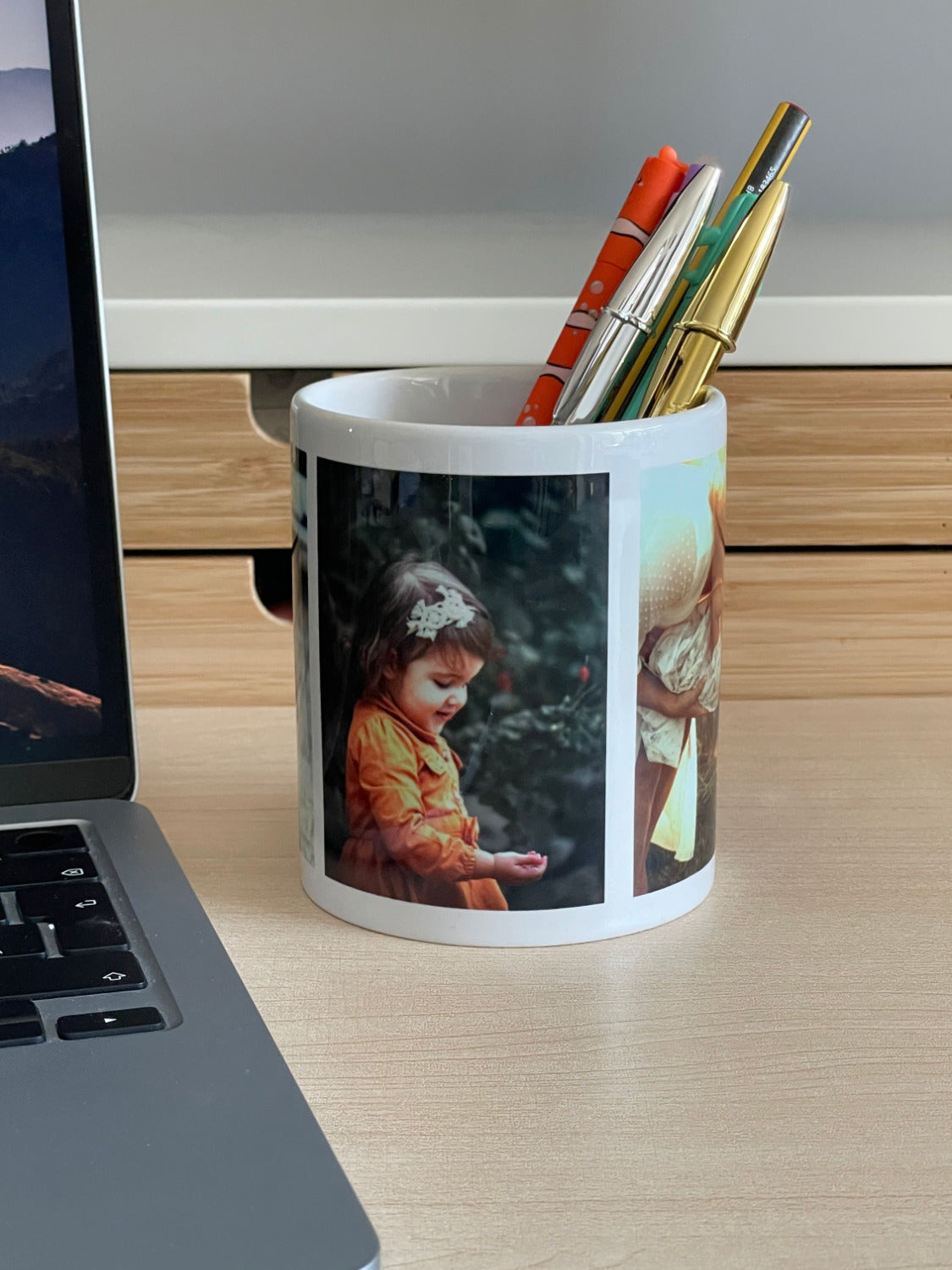 Porta-Lápis em Cerâmica com 4 Fotos Personalizadas