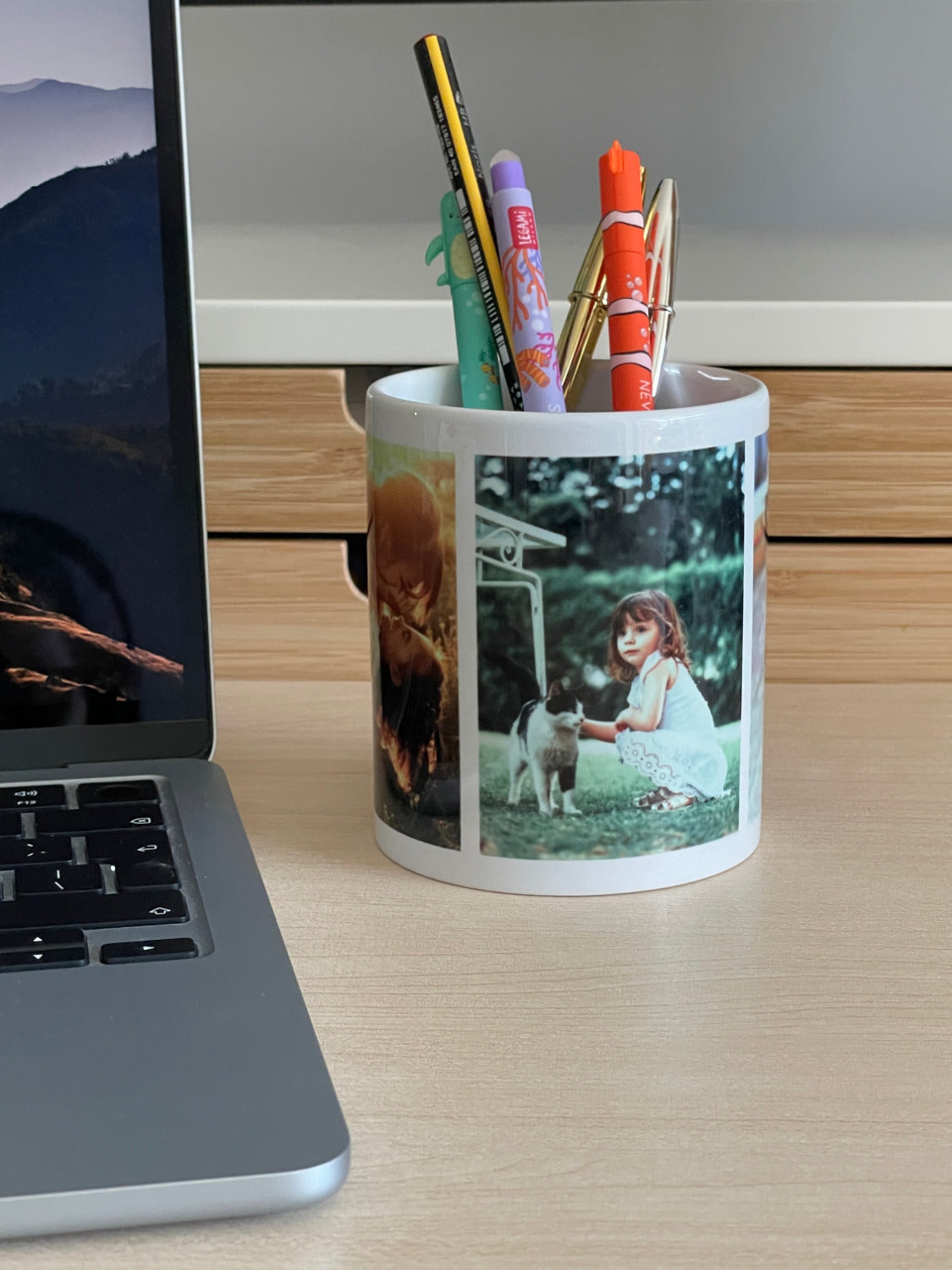Porta-Lápis em Cerâmica com 4 Fotos Personalizadas